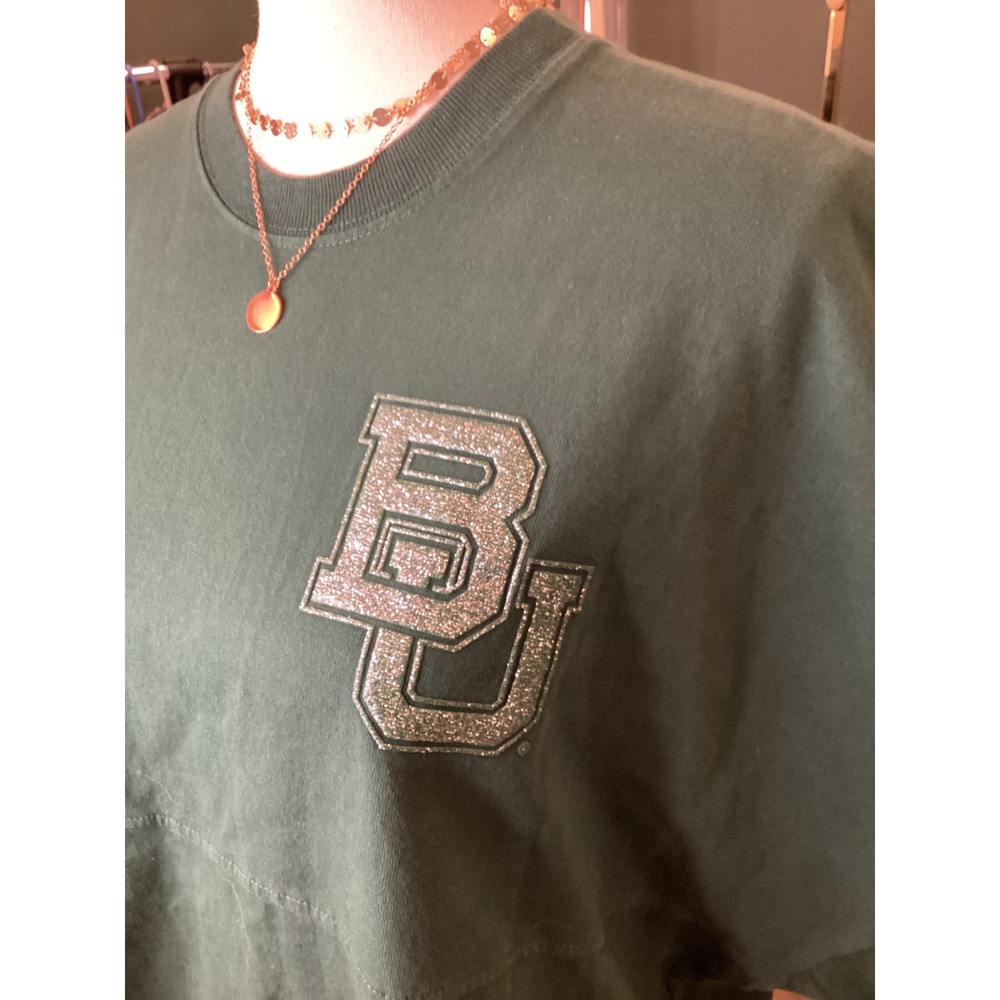 Spirit Jersey Baylor University Women Medium Green Glitter Puff Print - Picture 3 of 5